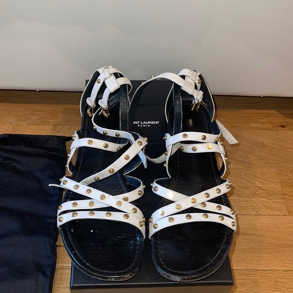 Saint Laurent Beta calf porcellana sandal